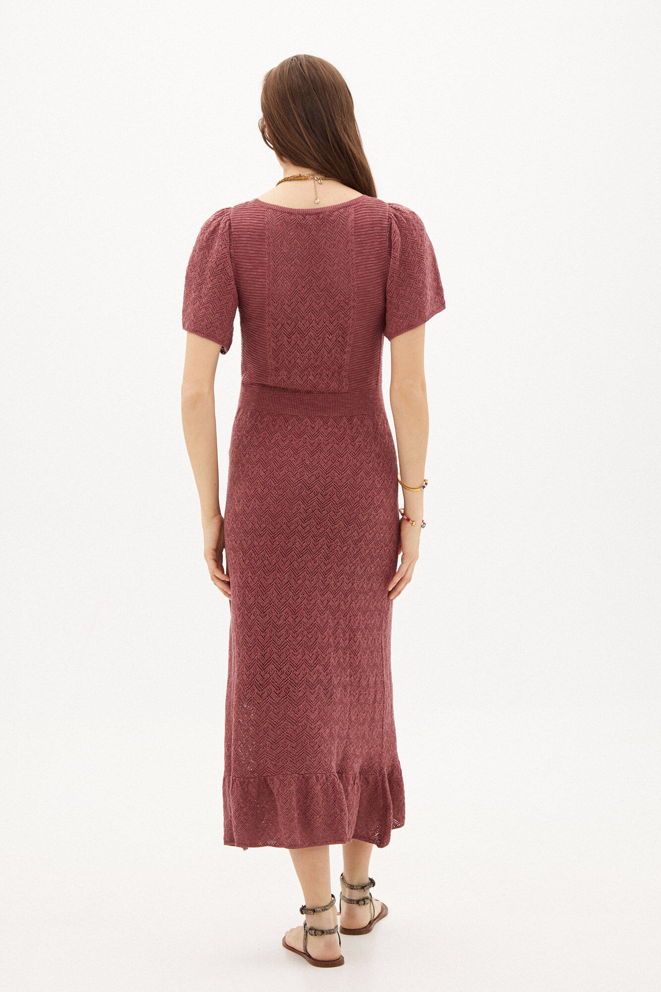 Vestido midi de malha Berta - Rosa
