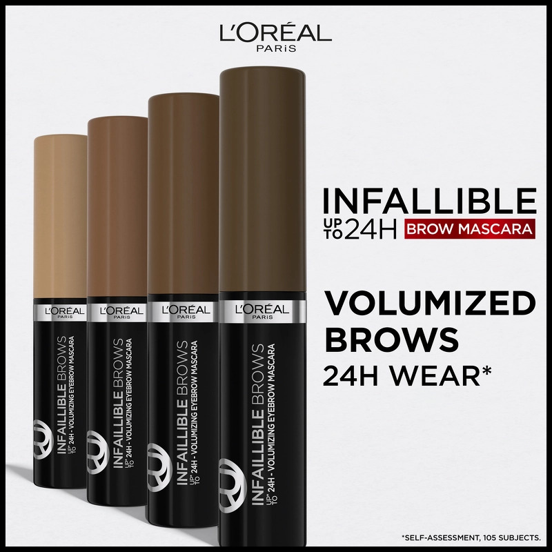 L'Oréal Paris Cosmetics Infaillible Brows 24H Volumizing Eyebrow Mascara 4,4 ml - 1.0 Ebony