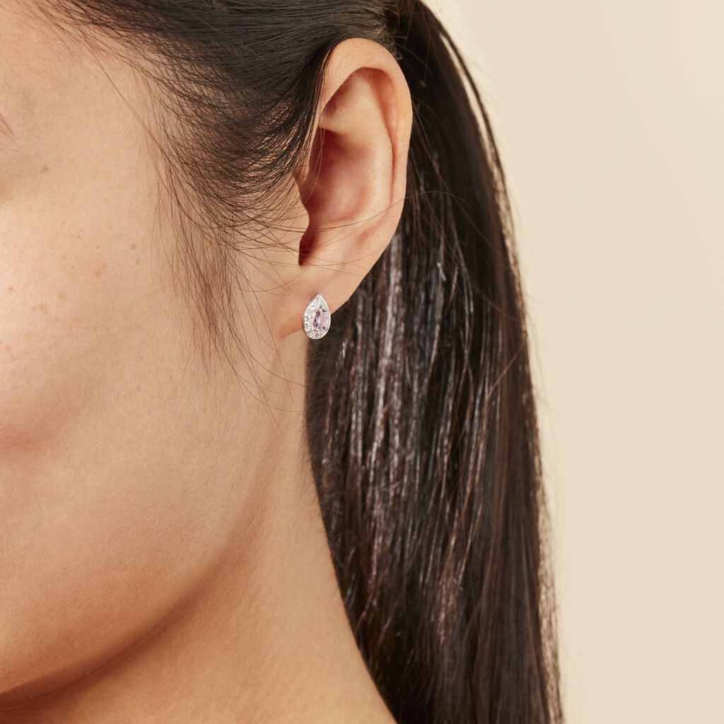 Boucles D'oreilles Puces Argent Blanc Tania Oxydes De Zirconium