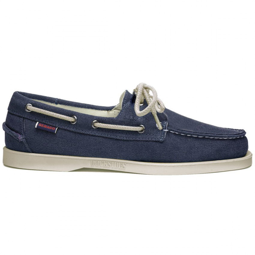 DOCKSIDES PORTLAND WASHED CANVAS BLUE NAVY-Chaussures bateau pour homme en toile
