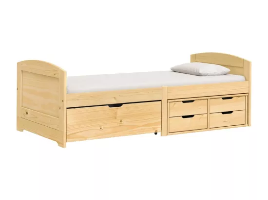 Lit de jour avec 5 tiroirs IRUN 90x200 cm bois de pin massif