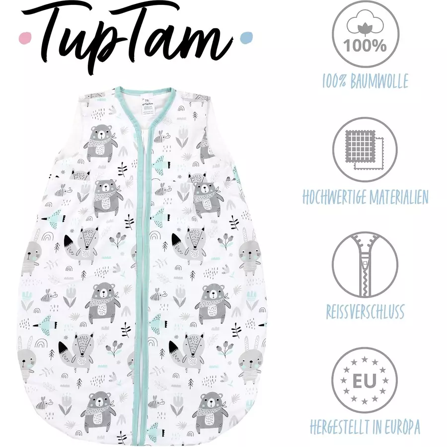 TupTam Baby Sommer Schlafsack Ärmellos Unwattiert grauhellblau