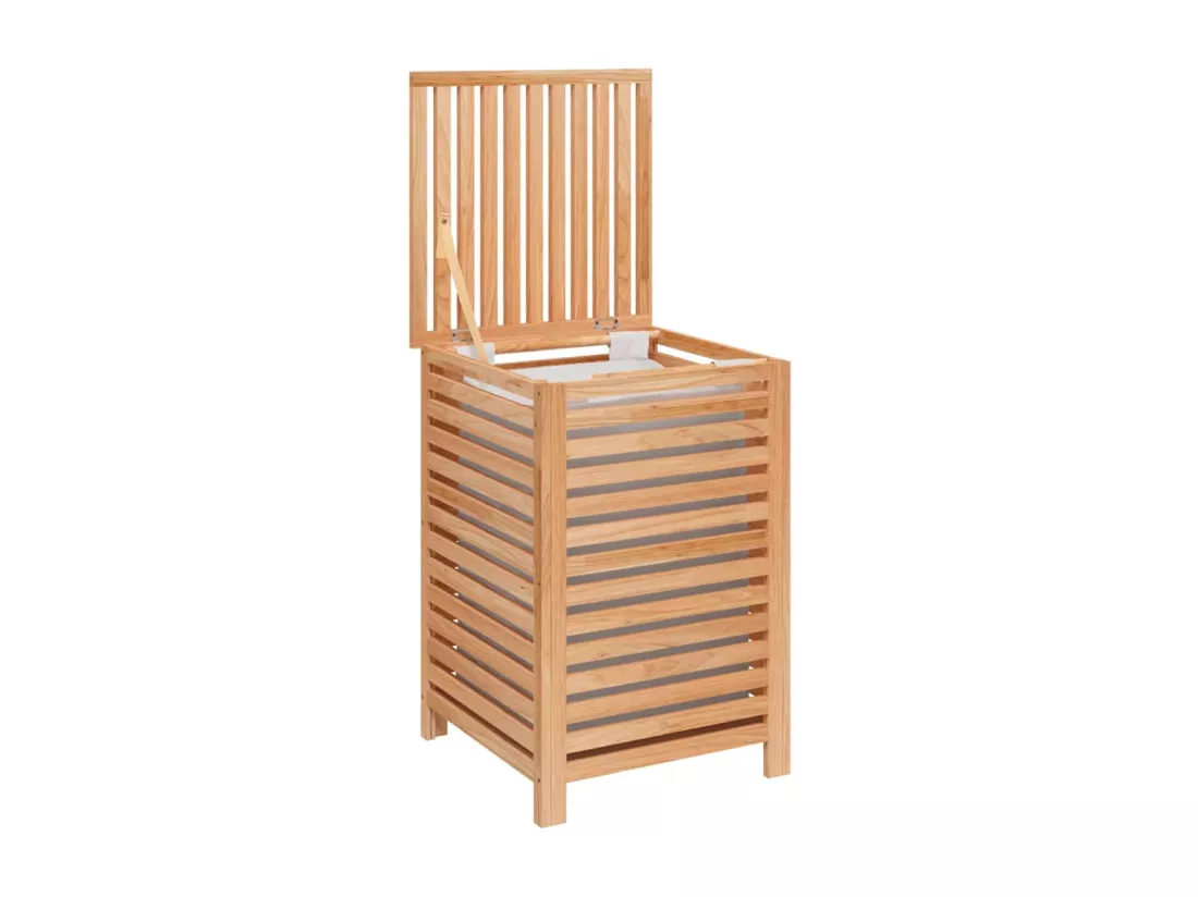 Panier à linge 45x45x65 Bois massif de noyer