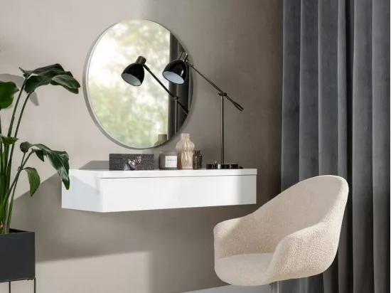 Coiffeuse Providence 186, Blanc brillant|Blanc, 20x100x38cm