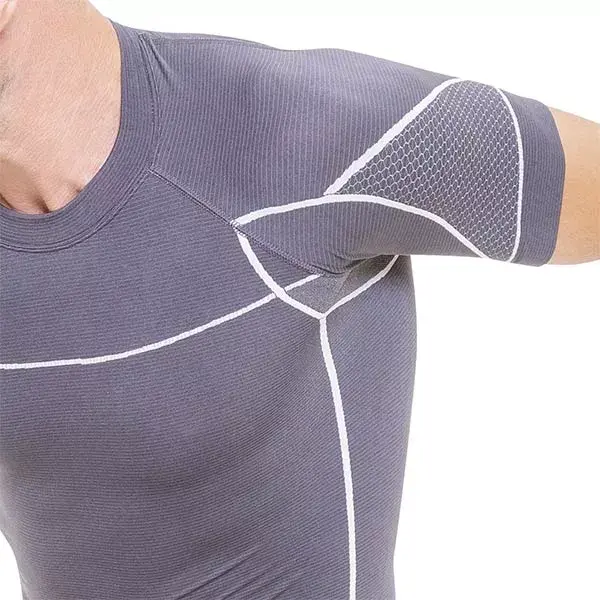 Camiseta de compressão para corrida Cellutex masculina, cinza e bege, tamanho G/GG