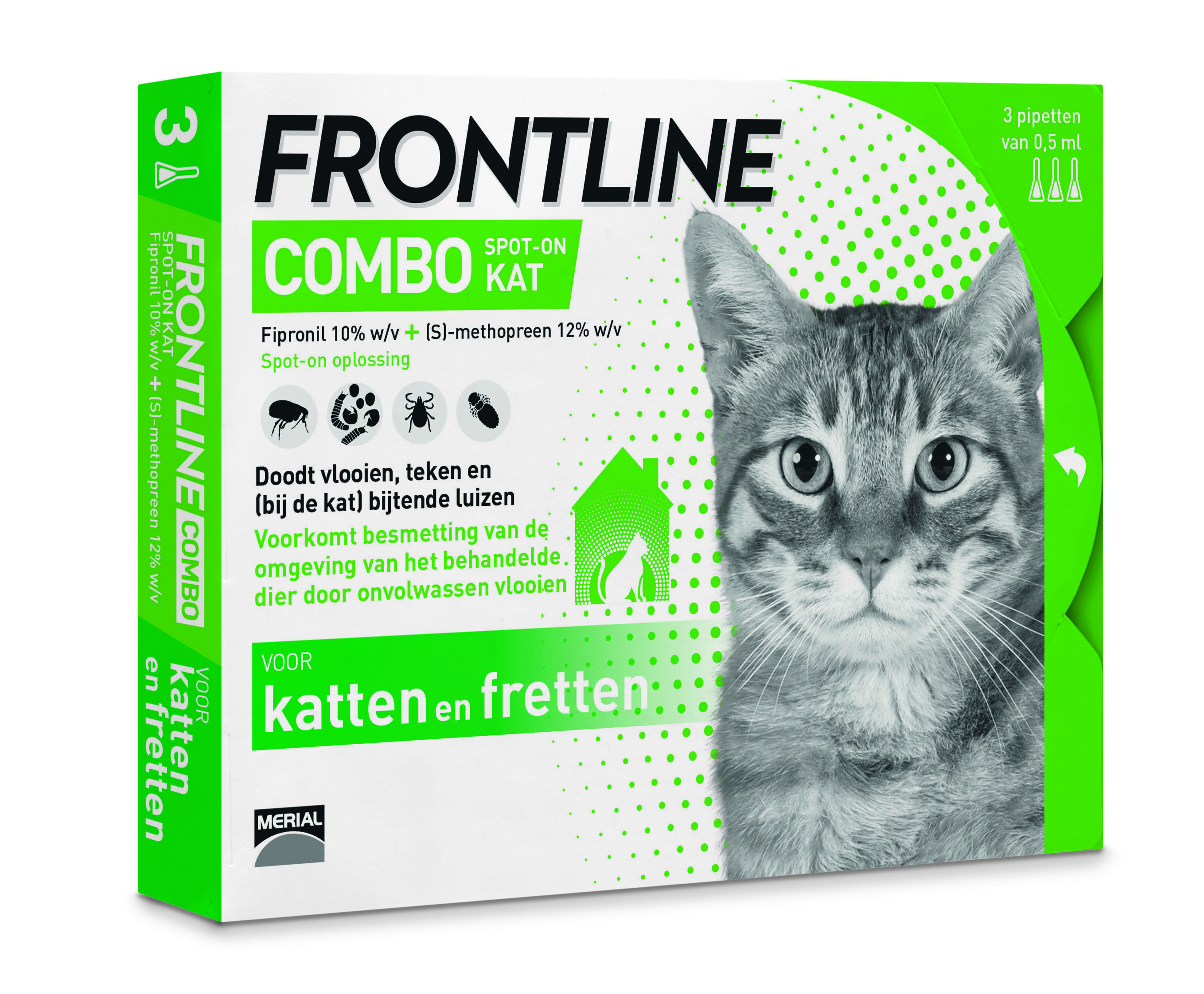 Frontline Combo Kat  - Vlooien & Tekenmiddel - 3 pipetten - 3 Stuks
