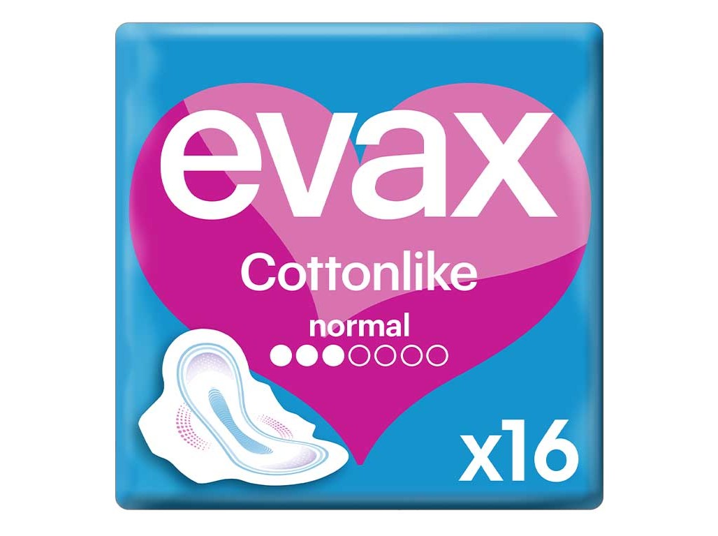 PENSOS HIGIÉNICOS COTTONLIKE NORMAL COM ABAS EVAX 16 UN
