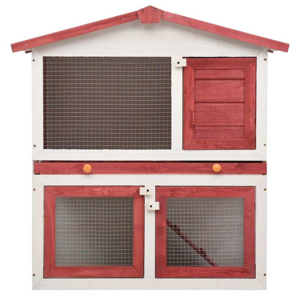 Clapier d'extérieur 94 x 60 x 98 cm 3 portes rouge bois