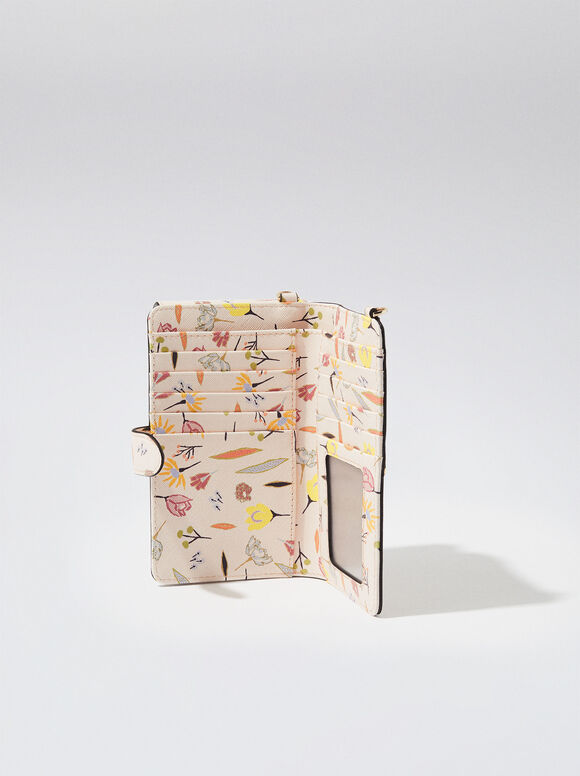 Bolsa para celular com estampa floral - Bege