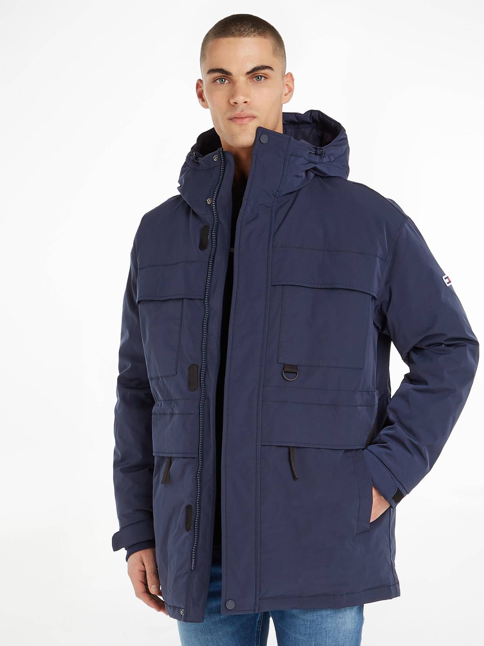 Tommy Jeans| Herren Jacke mit Kapuze TJM TECH PARKA wattiert