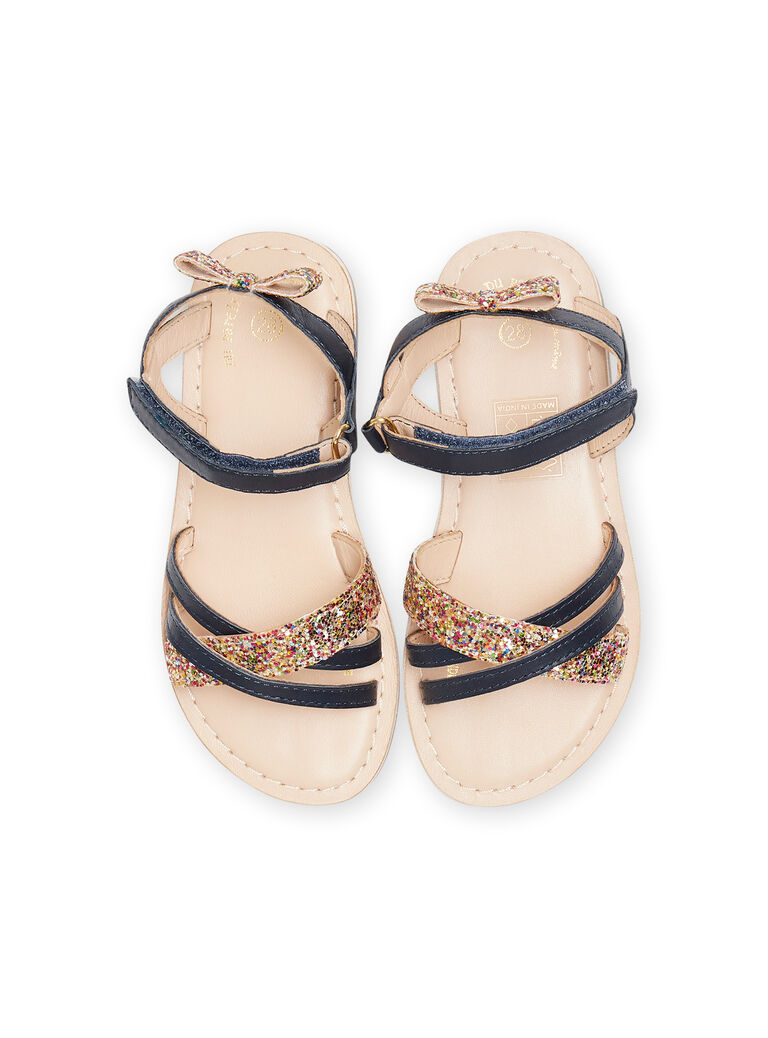 Sandales bleu marine à paillettes enfant fille