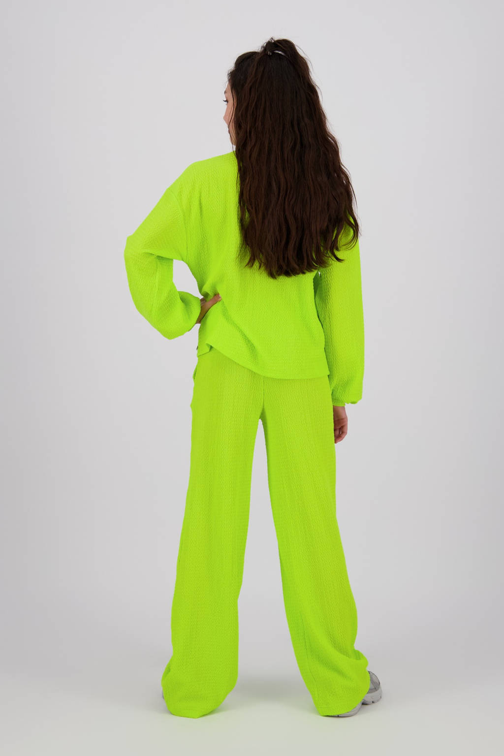 Raizzed wide leg broek neon geel