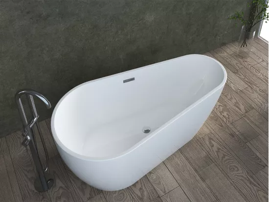 Baignoire îlot asymétrique - 240 L - 160 x 80 x 59 cm - Blanche - Acrylique - LEPINE