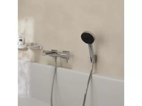 Pommeau de douche HANSGROHE Pulsify Select EcoSmart 105 3 jets relaxation chromé + flexible de douche HANSGROHE Designflex 125 cm chromé