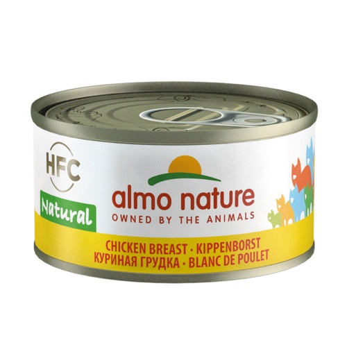 Almo Nature HFC Frango Natural em lata, 70 g, para gatos.