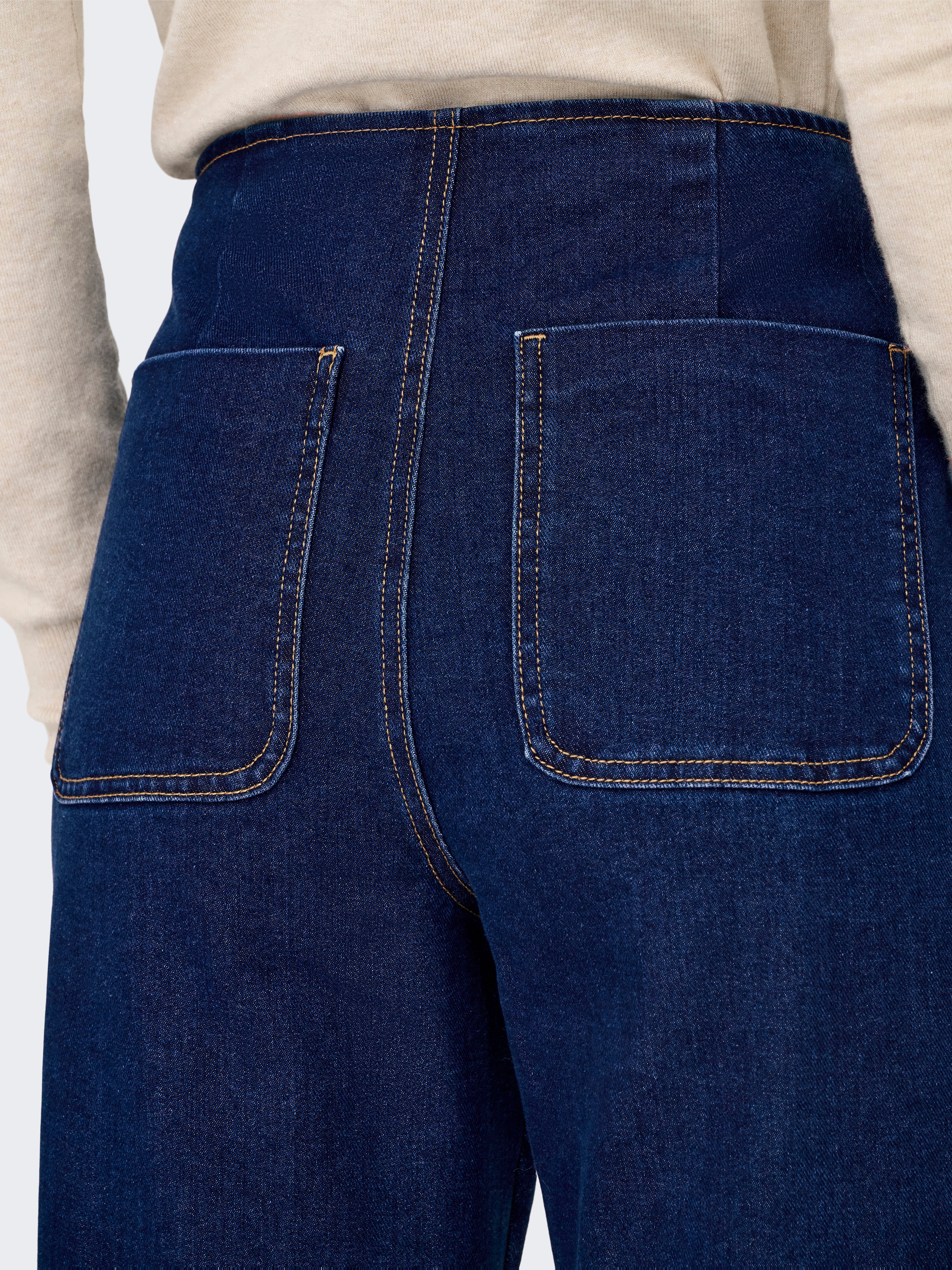 ONLMADELINE Hohe Taille Weiter Beinschnitt Jeans Dark Blue Denim