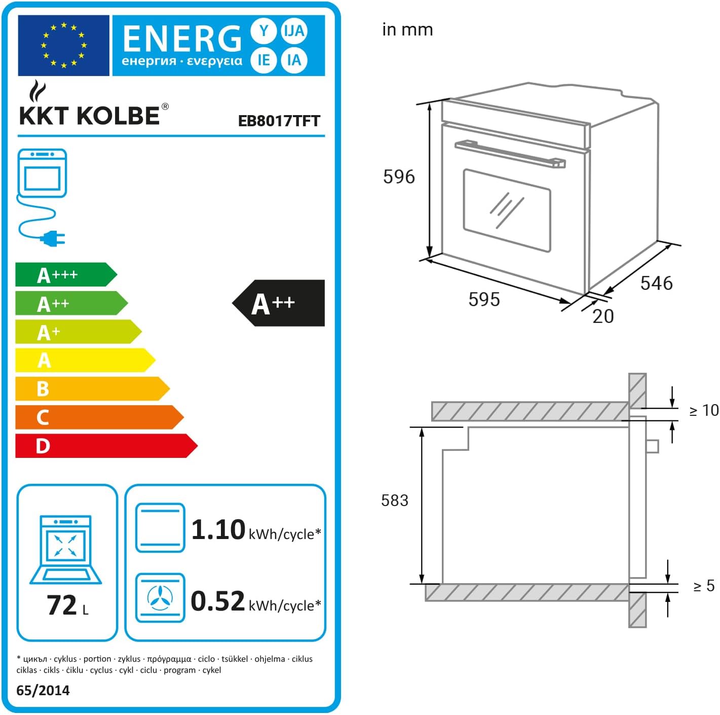 KKT KOLBE Autarkes Herdset | 60cm Einbaubackofen EB8017TFT | 77cm Glaskeramikkochfeld CH7705RL | TFT-Display | Soft Close | Katalyse | Pizzafunktion | Grill | Umluft | Heißluft | SET8017TFTCH77RL