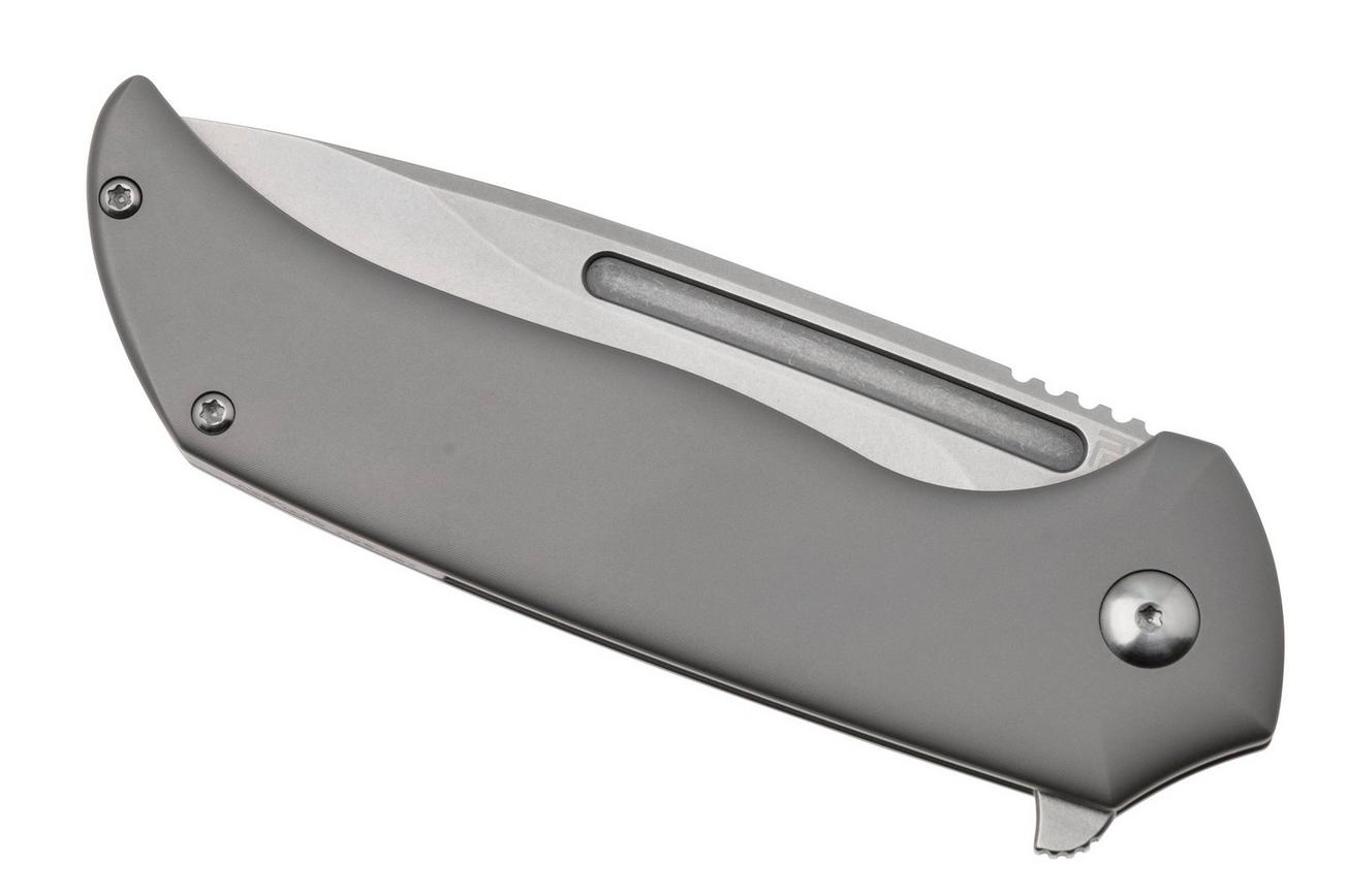 Artisan Cutlery Trux 1861G-GY, Stonewashed S35VN, Gray Titanium zakmes, Ferrum Forge design