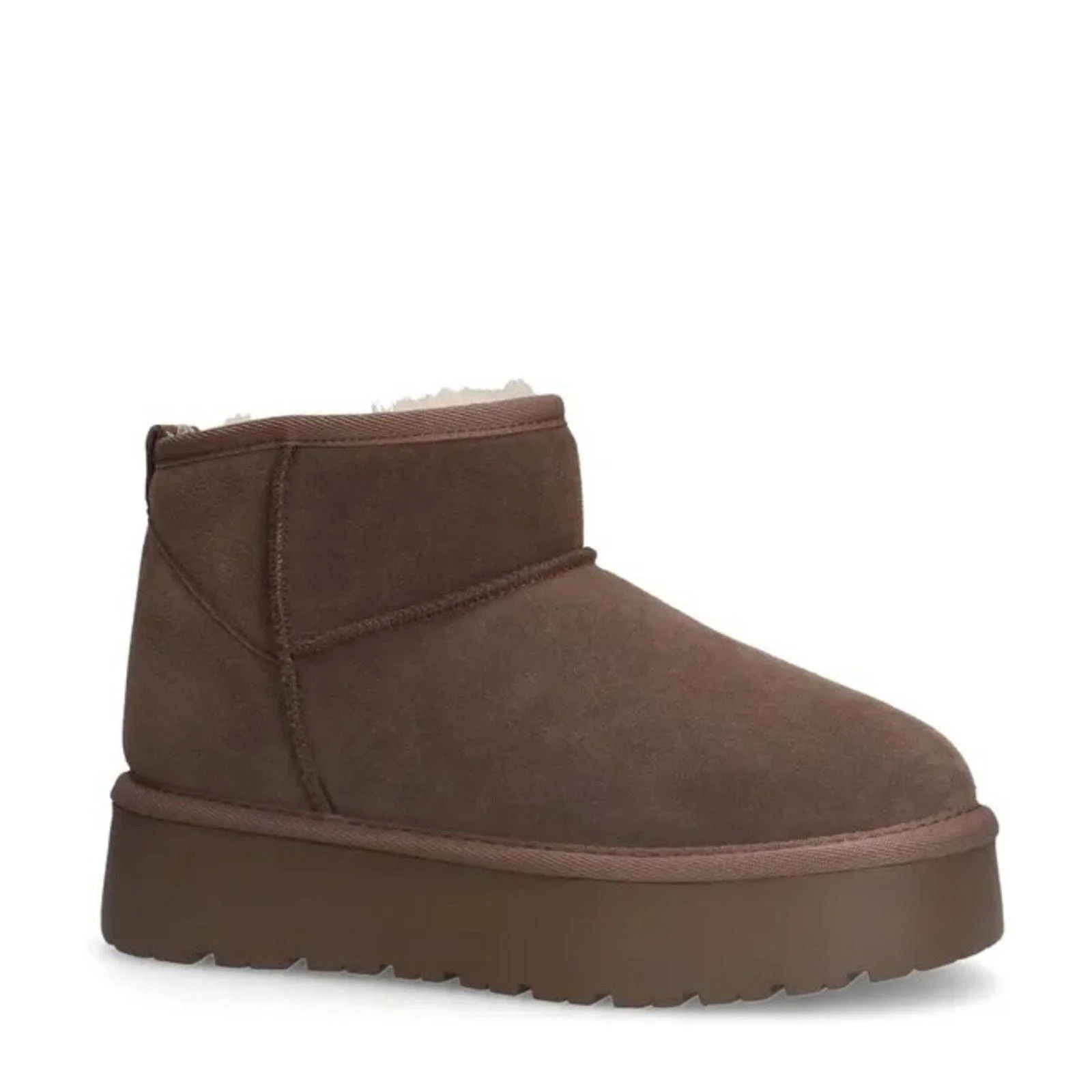 Sacha gevoerde suède enkelboots taupe