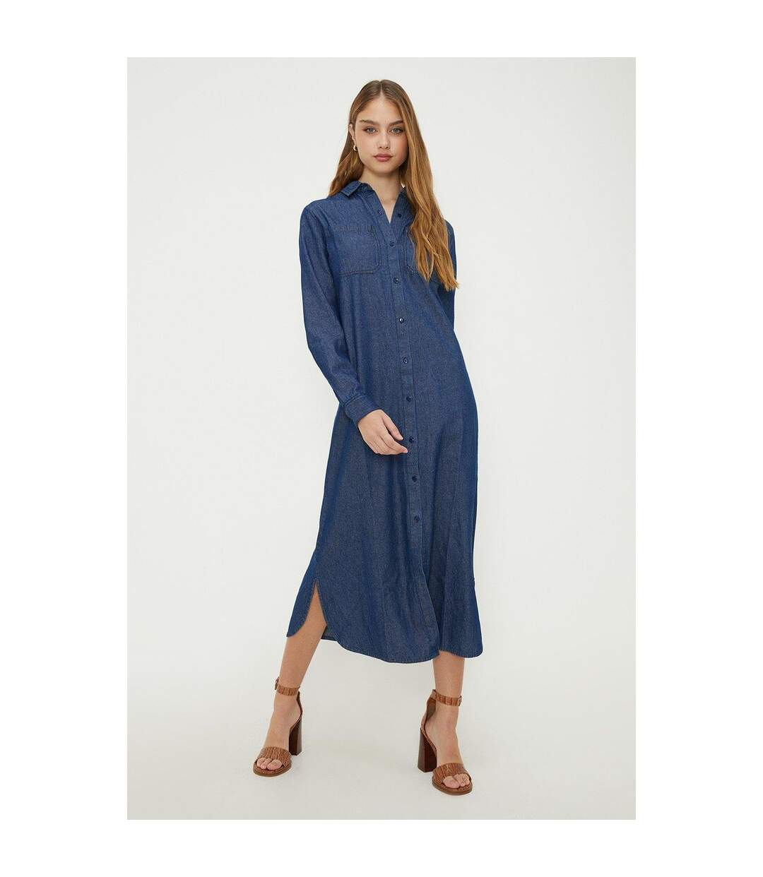 Dorothy Perkins - Robe chemisier mi-longue - Femme (Indigo délavé) - UTDP4181