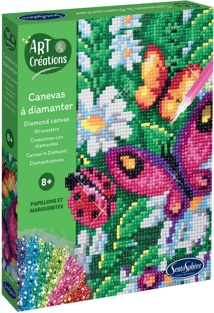 CANEVAS A DIAMANTER - PAPILLONS ET MARGUERITES