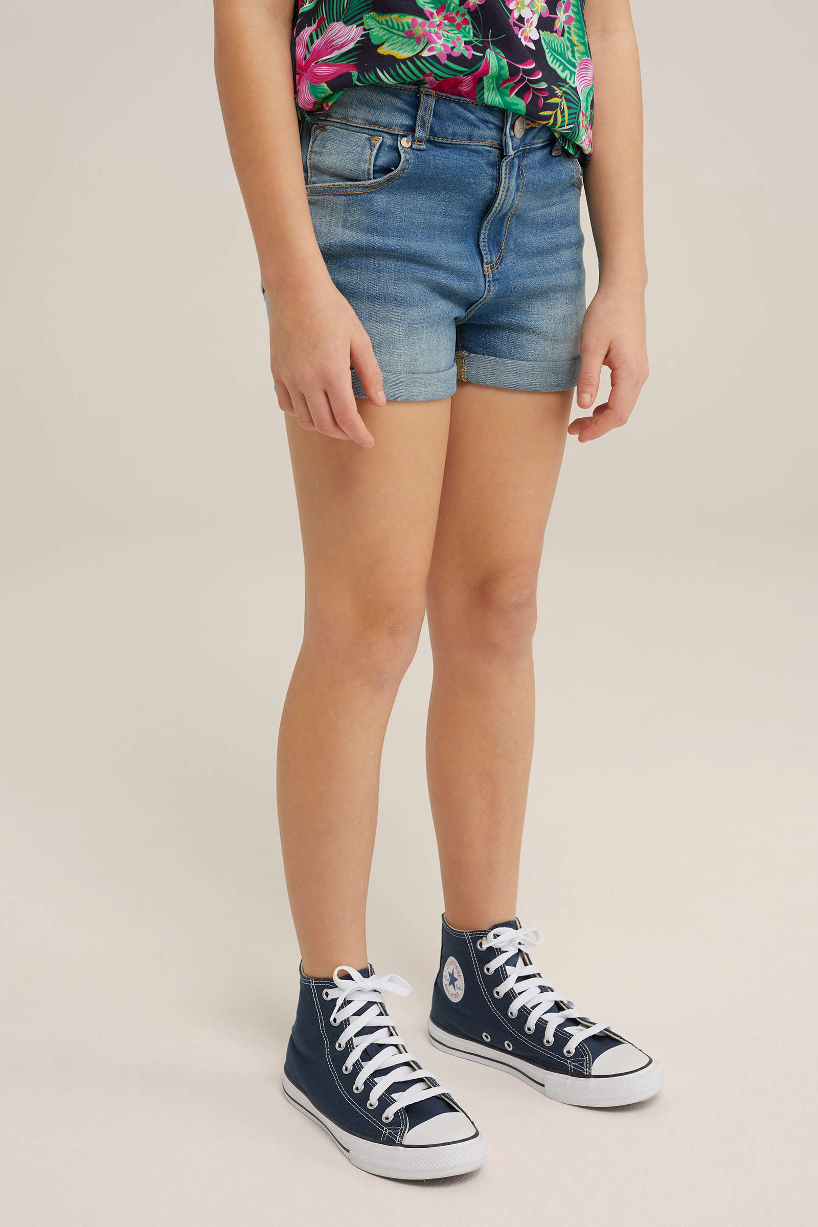 Meisjes skinny fit denimshort Blue Ridge Lichtblauw