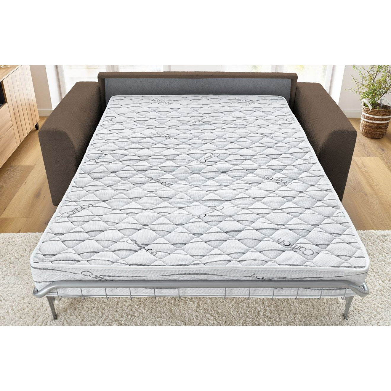 Bobochic Canapé convertible express augustin bouclette marron  - 205x96x97 cm