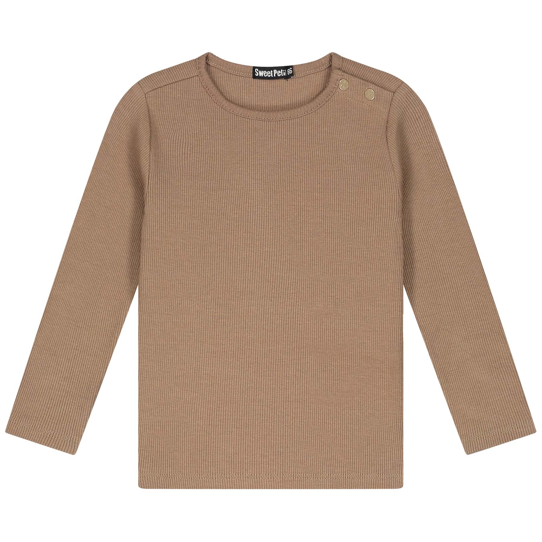Sweet Petit peuter shirt Robin lange mouwen effen taupe