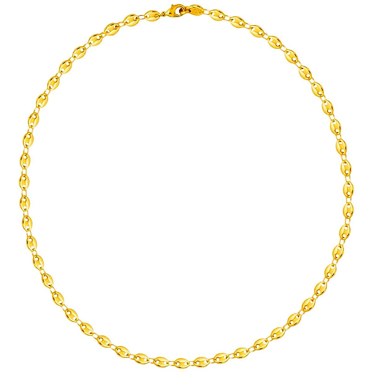 Chaîne chaine homme femme 50 cm maille grain de café en plaqué or 50cm 5mm