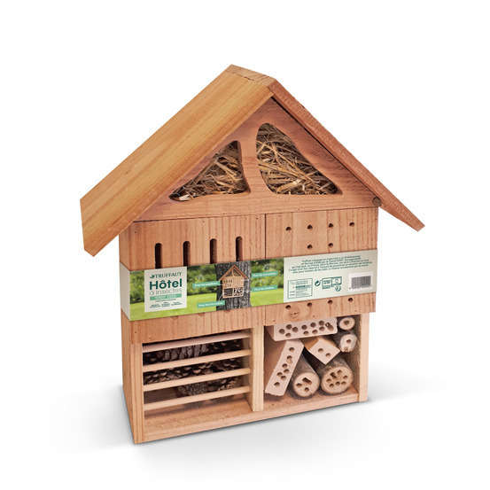 Hôtel à insectes, en bois Douglas: Moyen châlet L45,5 x P14 x H55,5cm