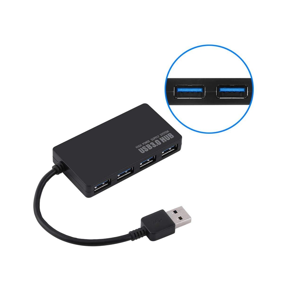 USB 3.0-hub med 4 porter Svart