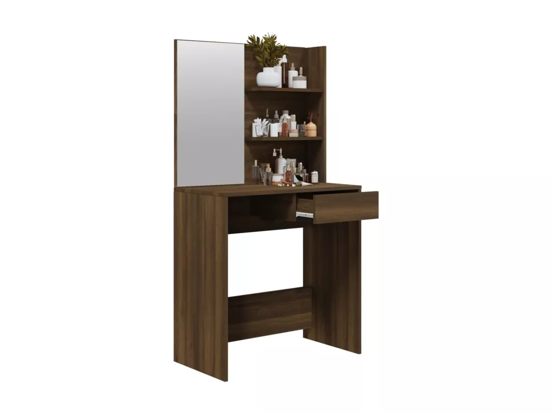 Coiffeuse avec miroir Chêne marron 74,5x40x141 cm