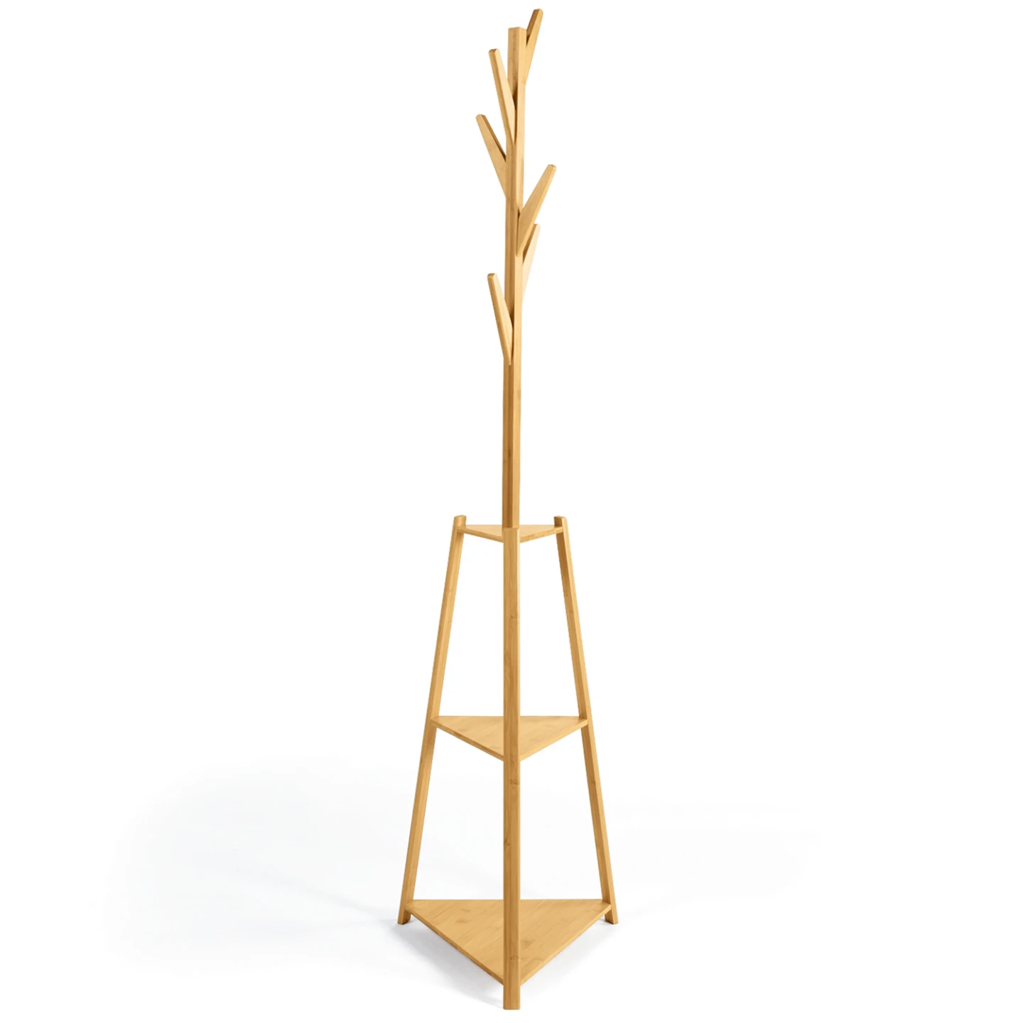 Porte-manteau bambou LANA avec étagères d'angle