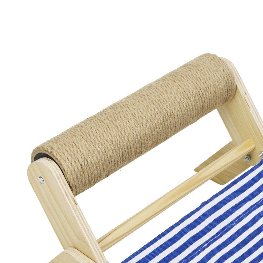Lit pour chat bois et jute beige bleu et blanc 58xH20x31cm