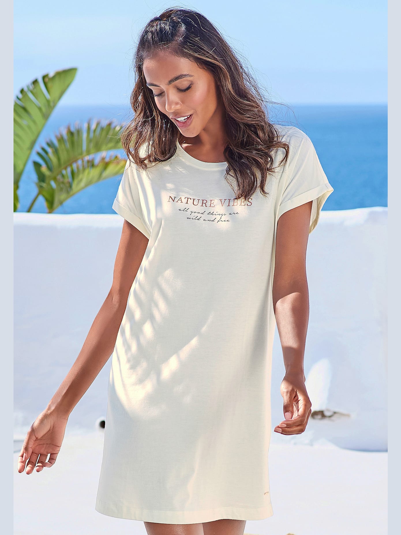 Chemise de nuit t-shirt long confortable, coupe ample