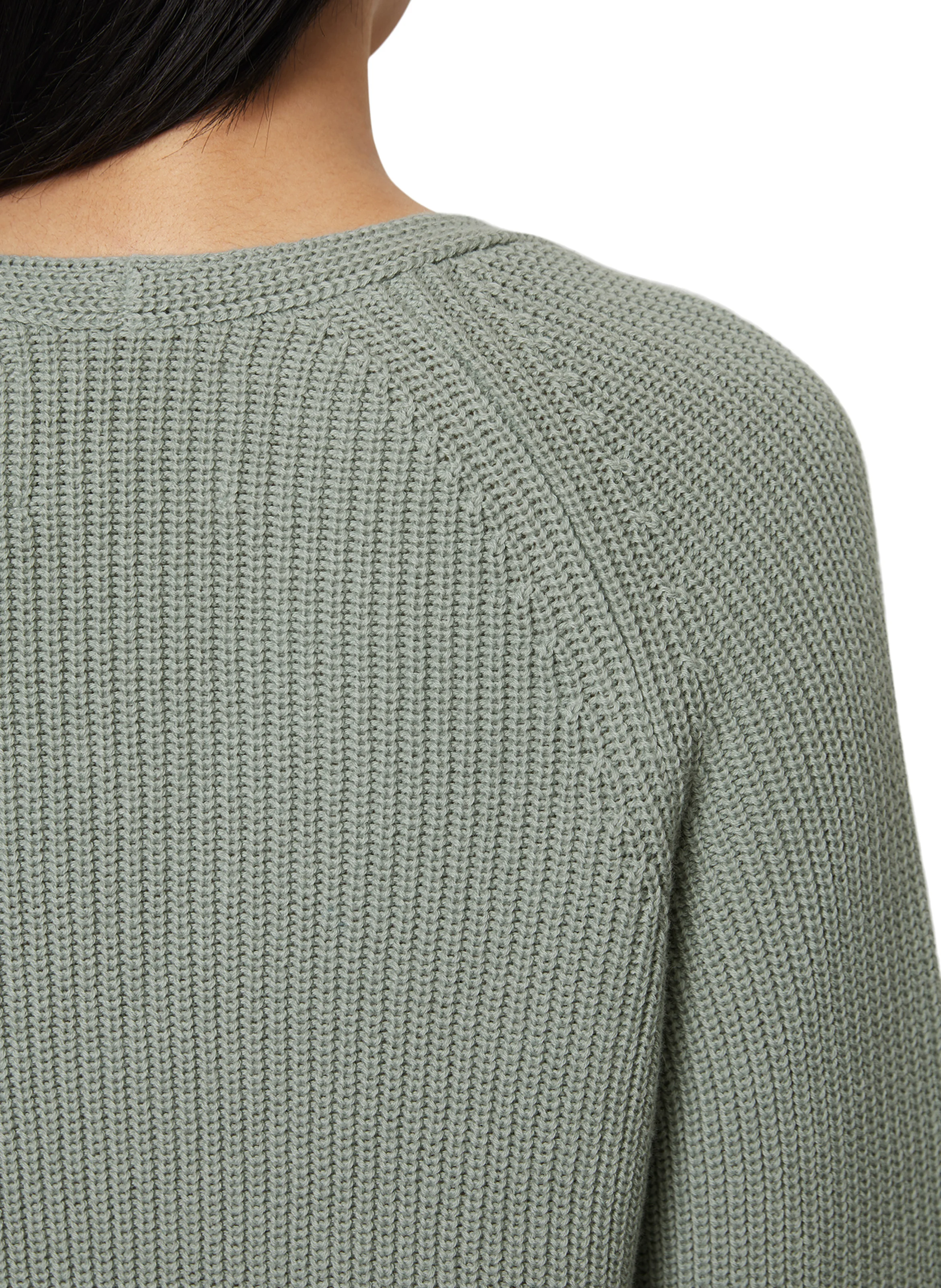 Pull droit col V en coton bio | Vert