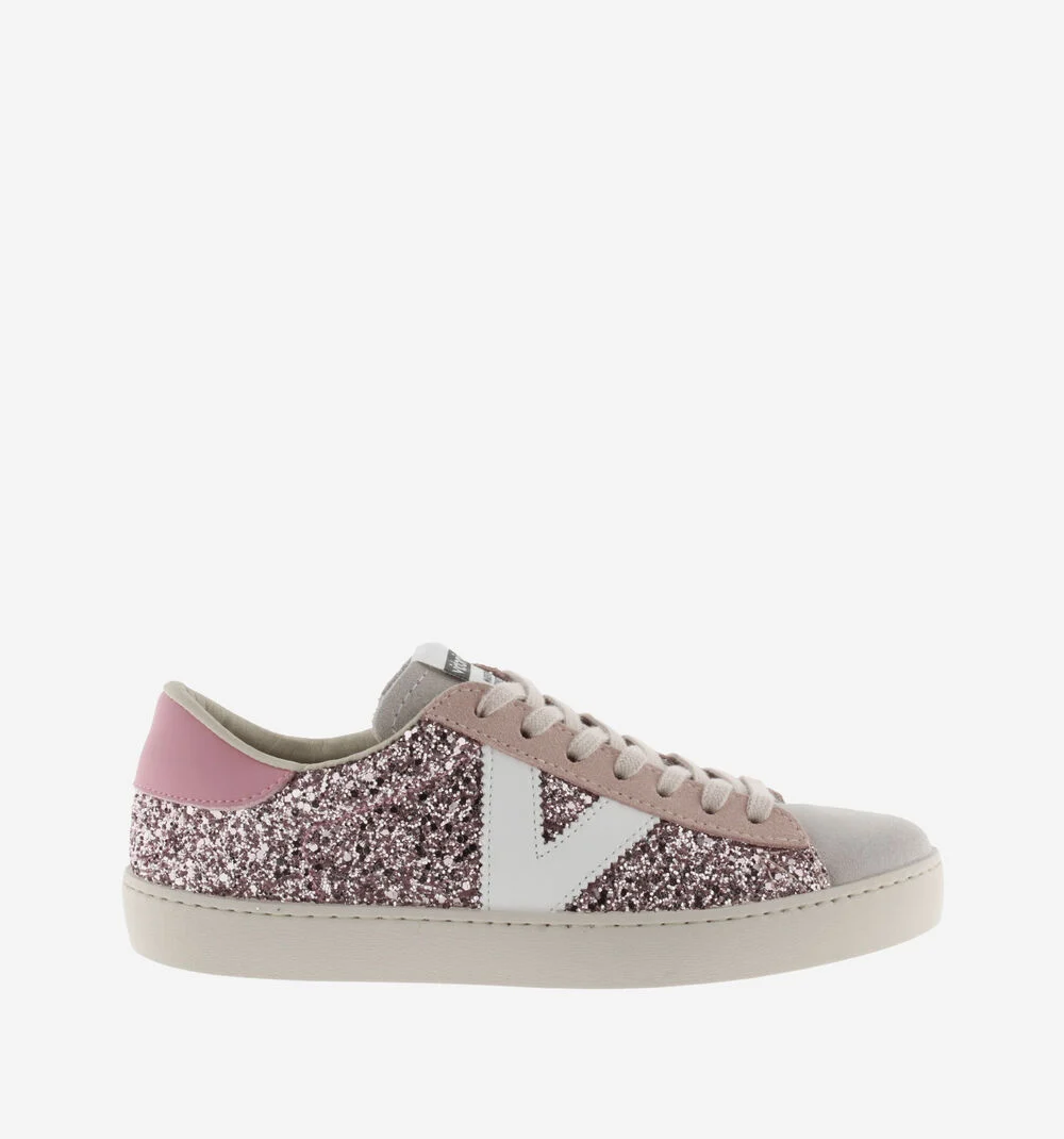 BERLÍN GLITTER Baskets glitter pour femme ROSA
