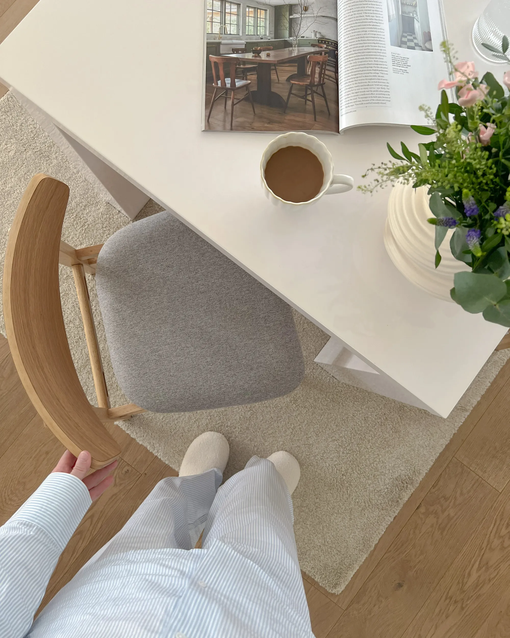 Set van 2 eetkamerstoelen SMILEY Hout Lichtgrijs