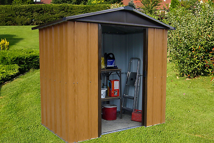 Abri de jardin Yardmaster WGY en métal coloris marron et imitation bois ép.0,3 mm surface extérieure 2,77 m²