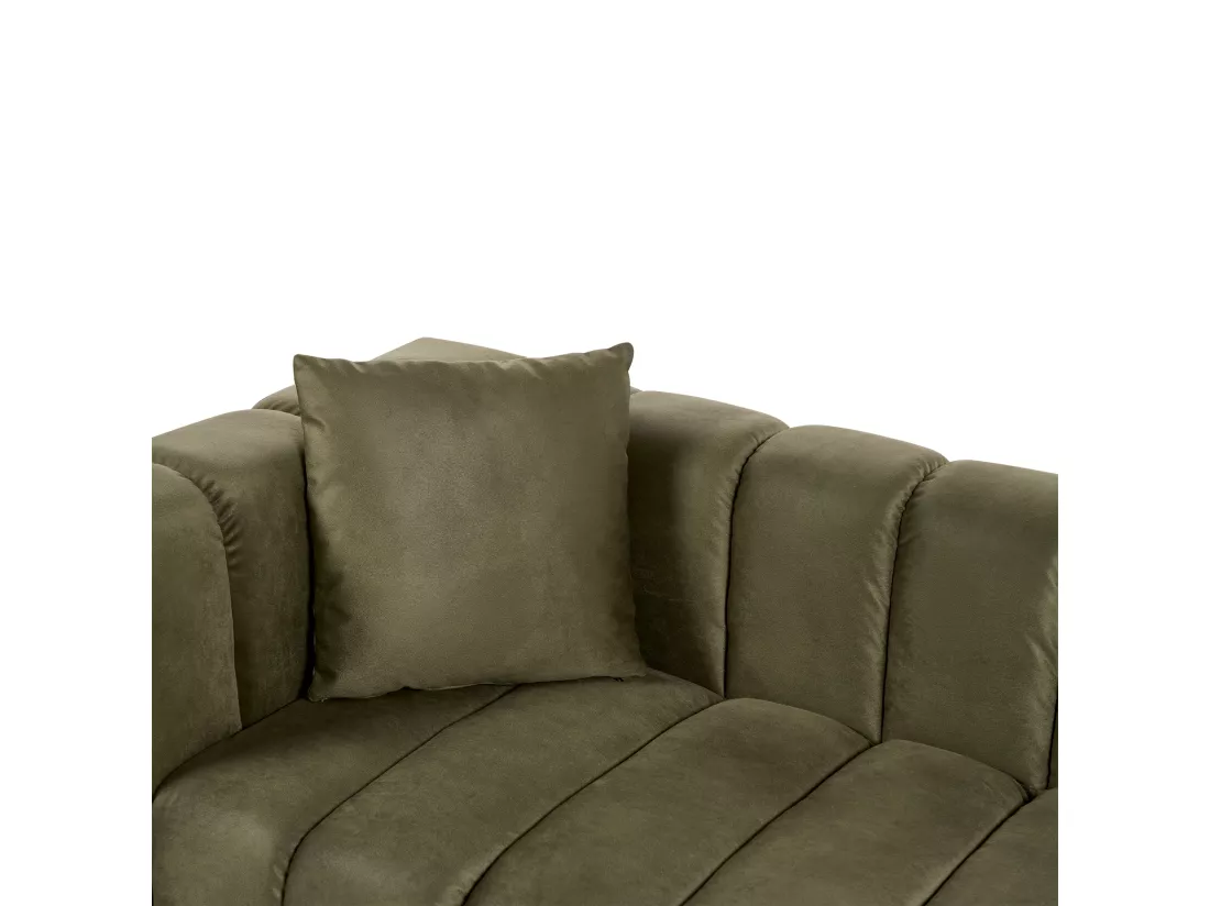 Chaise longue côté droite en velours vert olive LANNILS