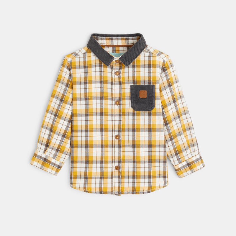 Chemise flanellisée à carreaux jaune bébé garçon Jaune