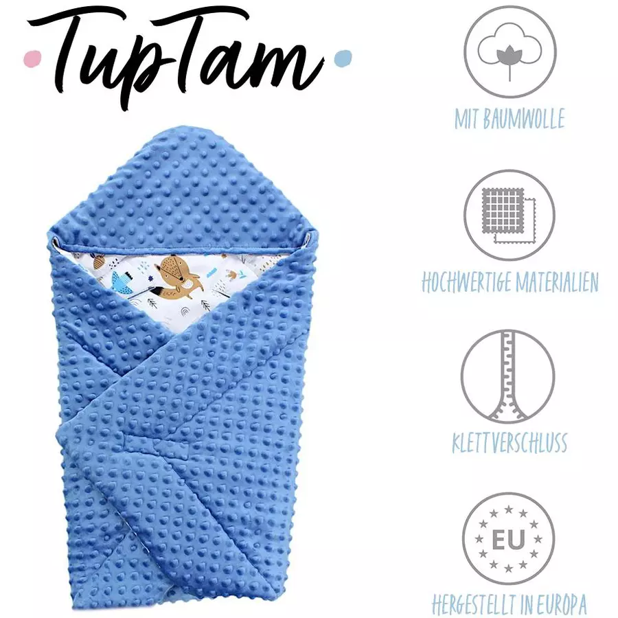 TupTam Baby Winter Einschlagdecke für Babyschale Wattiert black denim