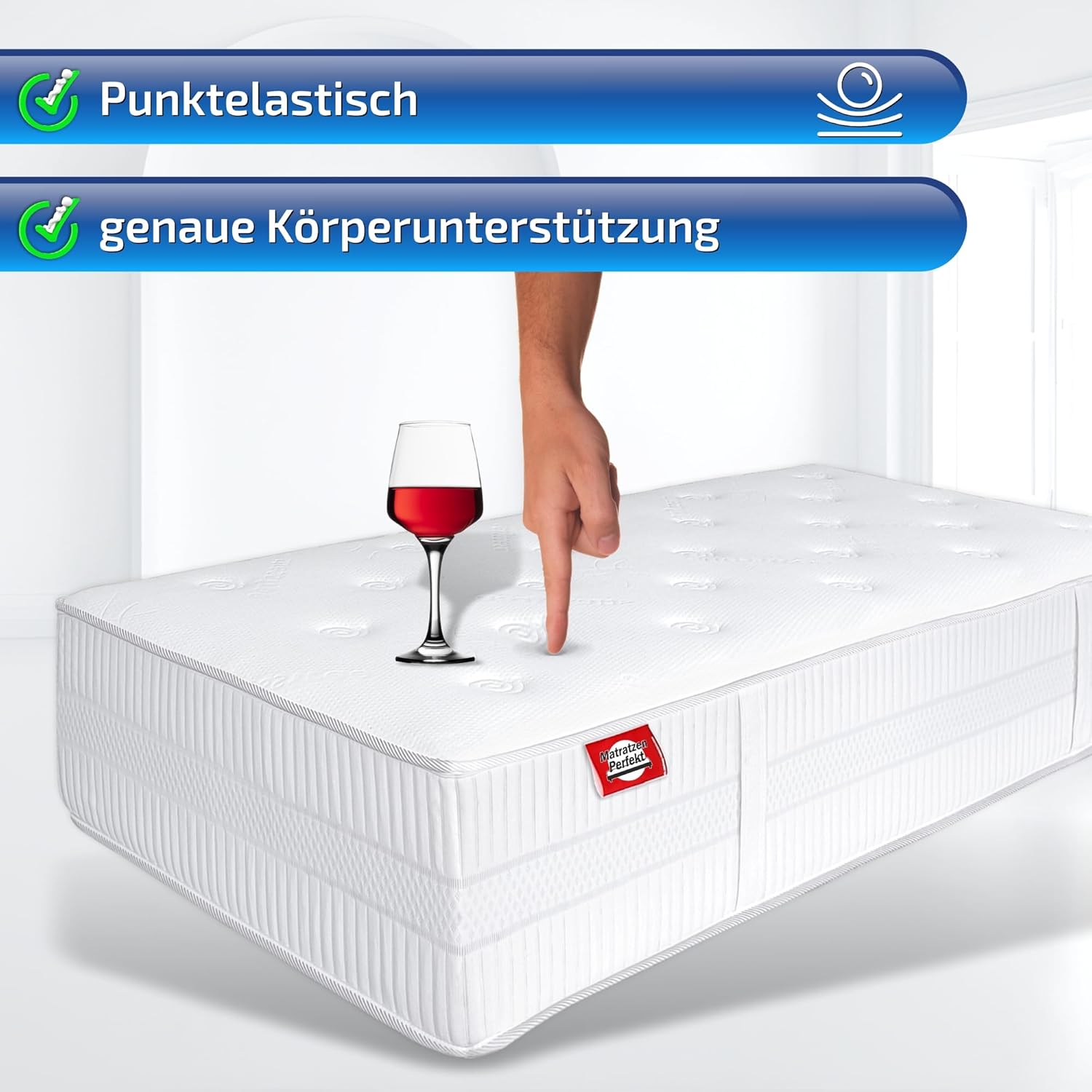 Matratzen Perfekt Boxspringmatratze Terra Med Box², 100 x 200 cm – orthopädische Federkernmatratze mit Doppelfederkern, ideal für Boxspringbetten, Härtegrad H5, Höhe 33 cm