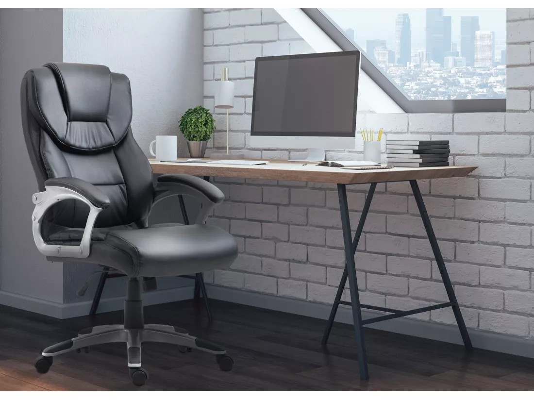 Chaise de bureau - Similicuir & Plastique - Noir - Texas V2
