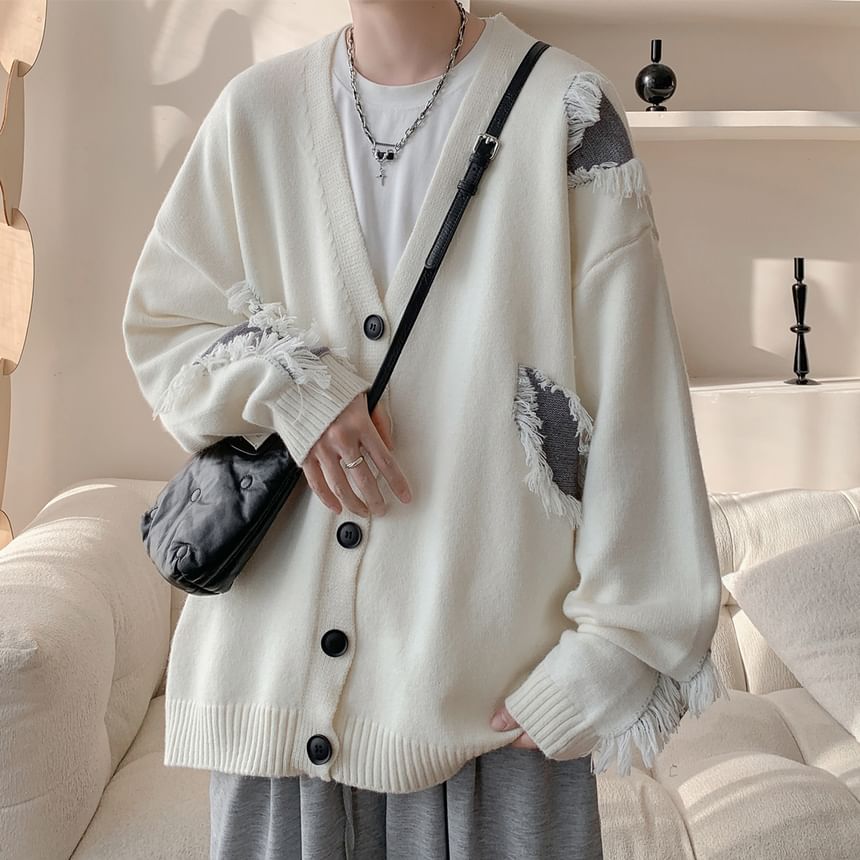 Drawouf - V-hals franje patchwork vest