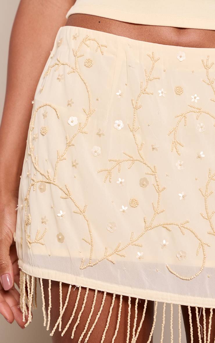 Citron Mini-jupe Ornée De Perles Et Sequins