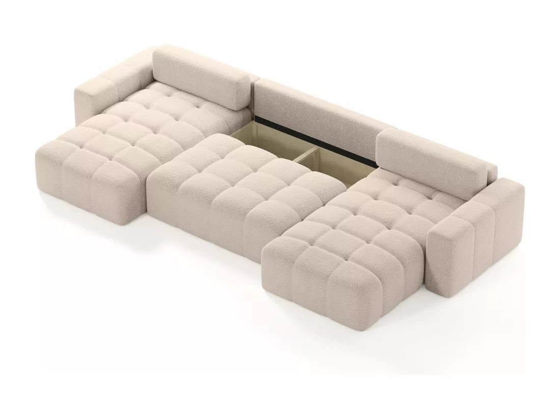 CANAPÉ PANORAMIQUE en tissu Bouclé 10 places Bornum U, Beige