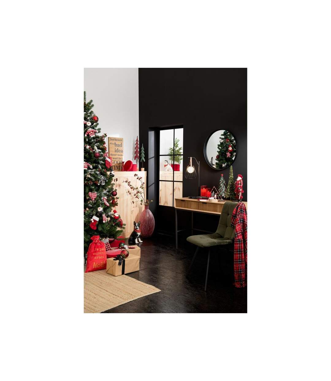 Paris Prix - Miroir Mural Rond Design bord Métal 60cm Noir