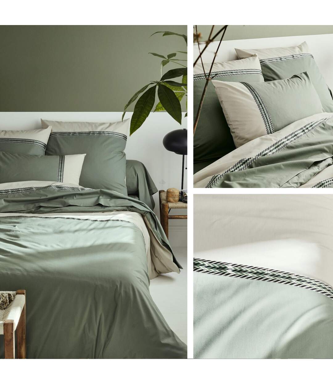 Drap plat 280x325 cm percale coton NOA vert Kaki
