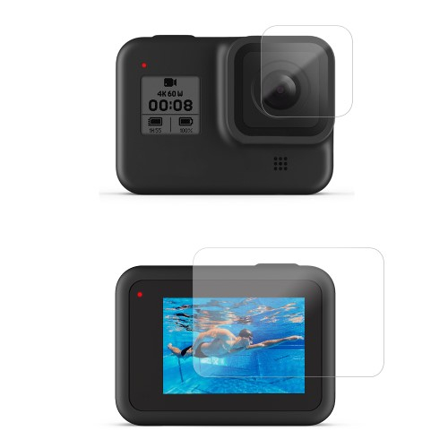 (2-tlg. Set) GoPro HERO 8 Black Panzer Glas Display (1x Kamera / 1x Display) - Transparent